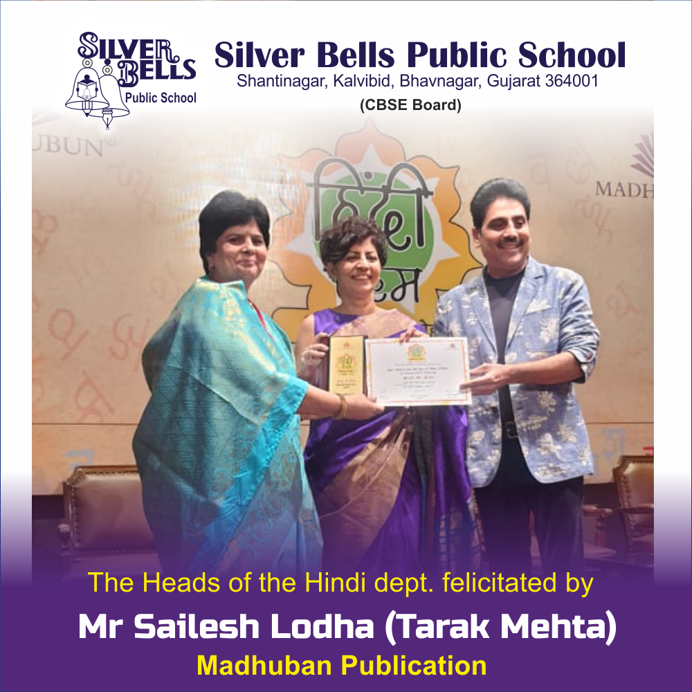 The Head​s​ of the Hindi dept. felicitated by Mr Sailesh Lodha (Tarak Mehta)